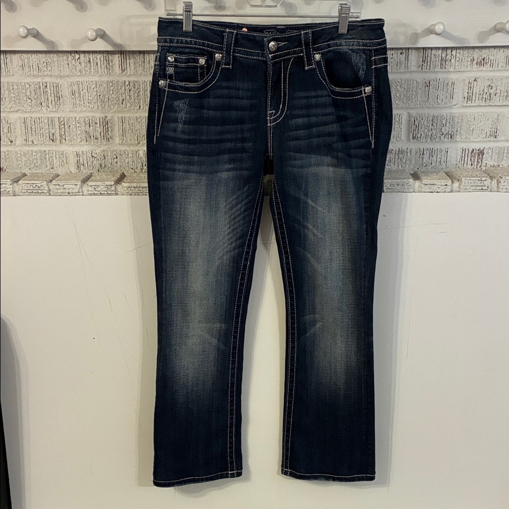 Miss Me Women’s Dark Blue Signature Boot Jeans size 30/inseam 28. SEE Pictures